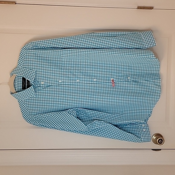 Bloomingdales The Mens Store Button Down Shirt Turquoise / White, Size XL - Picture 1 of 8